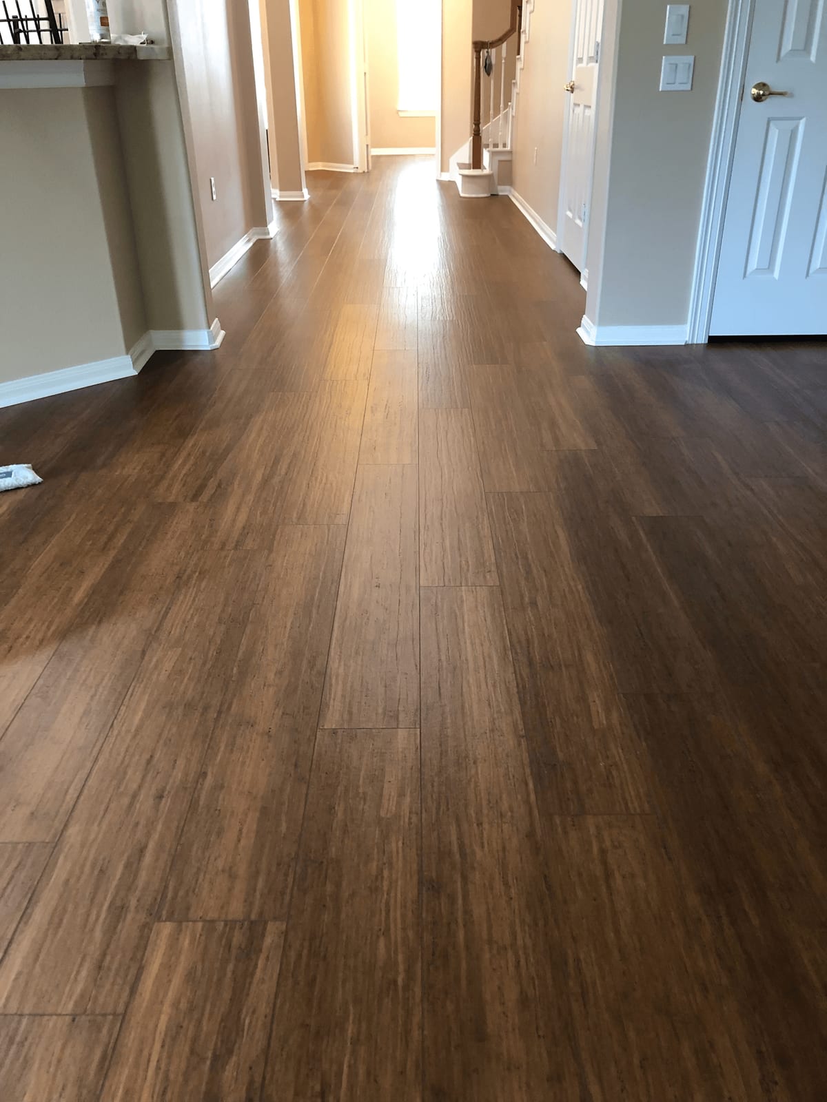Espresso bamboo flooring in a hallway