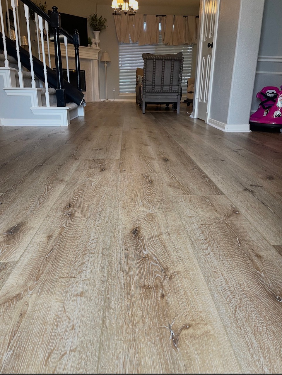 Wide-plank wood-look flooring